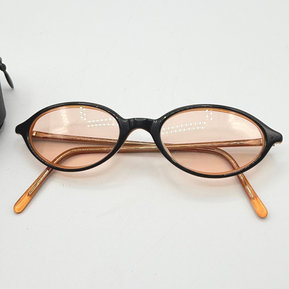 Emporio Armani Sunglasses Women Black Amber Oval Made in Italy EX 589 322 48-18